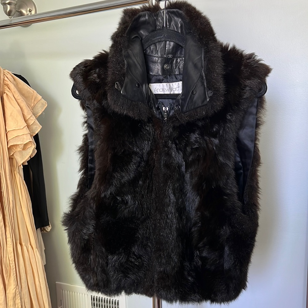 Andrew Marc Fur and Leather vest